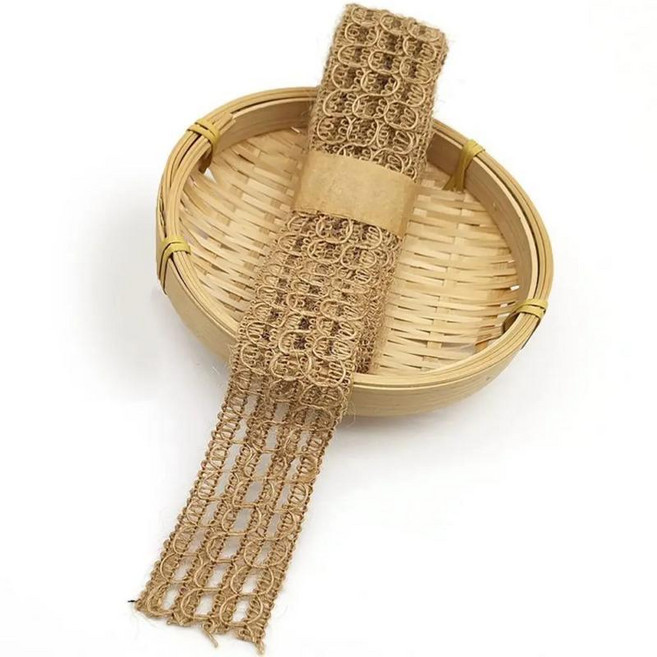 빈티지 공예 선물 상자 장식 레이스 스크랩북 포장 삼베 로프 황마 리본 웨딩 파티, 1개, 10. 01 3CMx2M