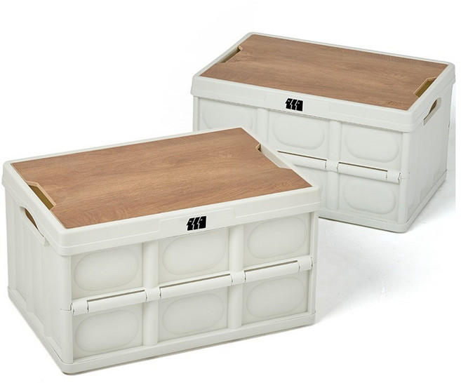 탄씨엔쯔 탄스트라이더 아웃도어 우든 커버 폴딩 박스 KJBBA5400418, 베이지L, 1단, 2개