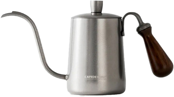 CAFEDE KONA 不鏽鋼手沖壺 內部不鏽鋼擋水片, 1個, 600, 復古銀色鳥嘴設計