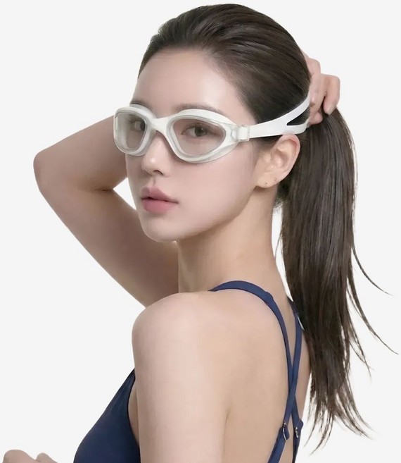 스마트덕 눈 편한 시야넓은 김서림방지 물안경 수경, 1개, 화이트 기본