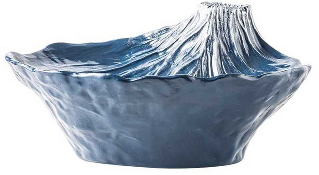 일본식 후지산 접시 드라이아이스 그릇 사시미 식기, 블랙, 1개