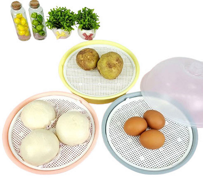 웰굿즈 전자렌지용 간편찜기 라면 계란찜 밥 간편요리, 파스텔 옐로우, 1개