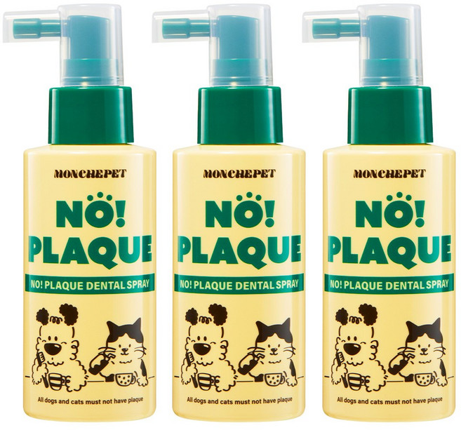 몽셰펫 반려동물 덴탈 스프레이 뿌리는 치약 구취/치석제거, 3개, 100ml