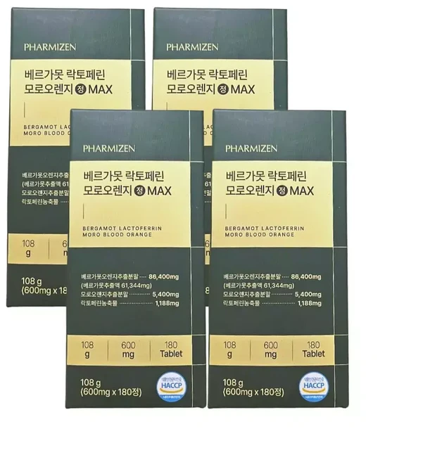 파미젠 베르가못 락토페린 모로오렌지 정 MAX 180정 4박스, 1개