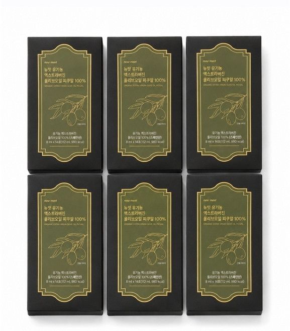뉴밋 유기농 엑스트라버진 올리브오일 스틱 피쿠알 100% 14p, 112ml, 6박스
