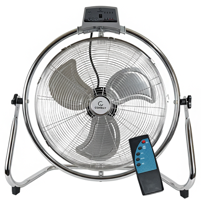 코멜리 대형 공업용 리모컨 회전형 메탈 선풍기 바닥형 박스팬 51cm 타이머 산업용 업소용, 크롬 메탈, 리모컨/회전형