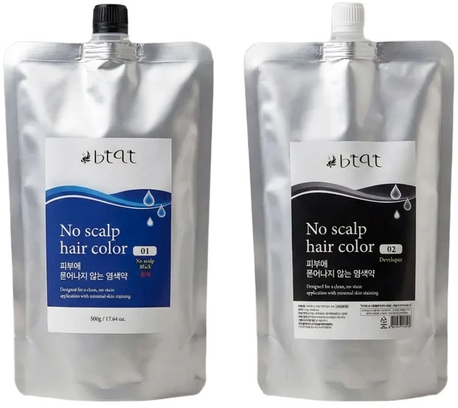 비티큐티 노 스칼프 헤어컬러 피부에 묻지않는 염색약 500g, 1개, 블랙 - 쿠팡