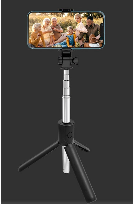 판매1위 삼각대 겸용 블루투스 셀카봉 리모콘 슬롯 각도조절 360도회전 알루미늄소재, 블랙, 1개, HIDI-S100