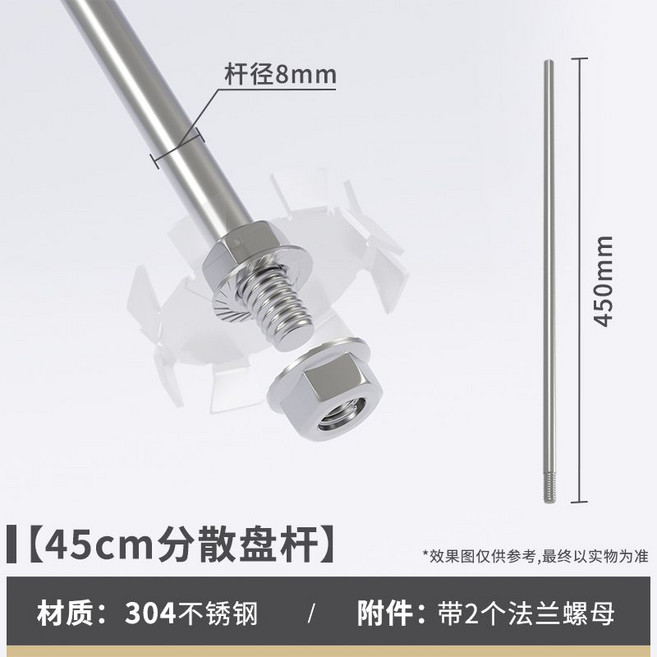 믹서날 믹서 날개 블레이드 교반기 드릴날 반죽 부품, 8x450mm 스테인리스 막대+너트2