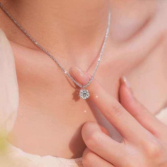 FANSYLI 여성용 모이사나이트 1캐럿 목걸이 0429F02