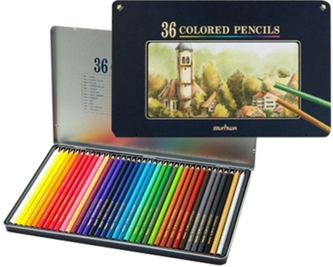 모래알마켓 문화 넥스프로 유성 색연필 36색 틴케이스 채색 색칠
