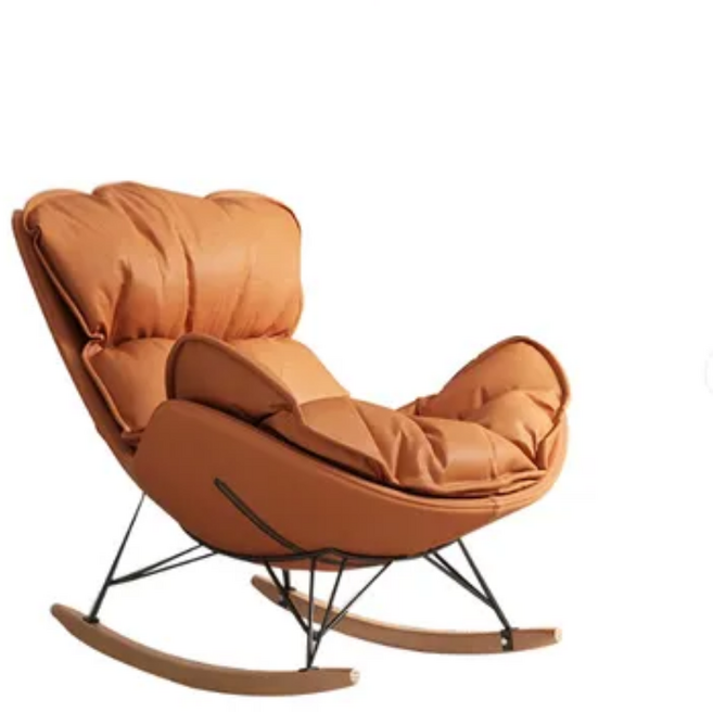 쿠시에 Cushie 포근한 프리미엄 럭셔리 흔들의자 리클라이너 스윙체어 안락의자 북유럽 독서의자 1인쇼파, 1개, 5. 오렌지