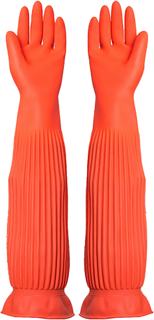 홈매직 슈퍼롱 56CM 천연라텍스 롱고무장갑 TENGLV-4, 오렌지, 중(M), 1세트