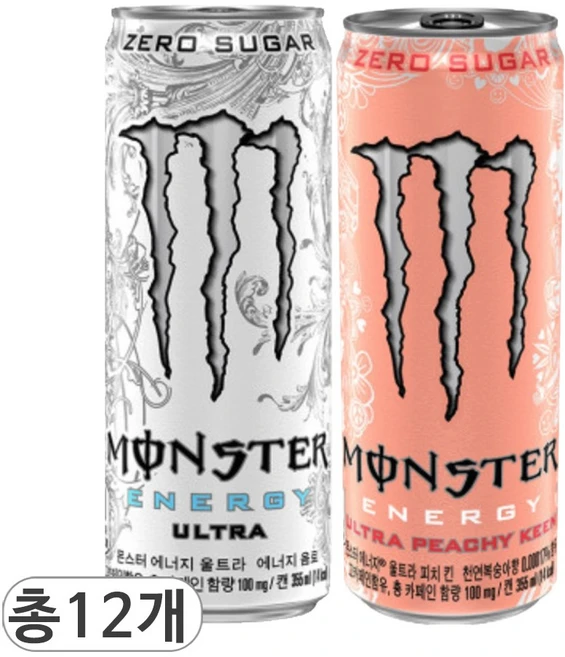 코카콜라 몬스터 에너지 울트라 & 피치 킨 에너지음료 2종 혼합세트 - 쿠팡