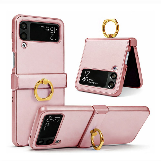 제루크 갤럭시 호환 Z플립 지플립 힌지보호 소가죽 거치 링 핸드폰 케이스