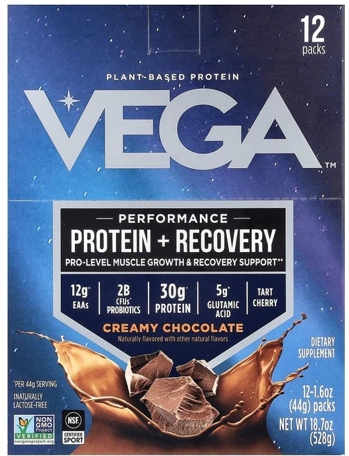 베가 Vega Sport 식물성 프리미엄 단백질 초콜릿 맛 12팩 각 44g(1.6oz) - 쿠팡