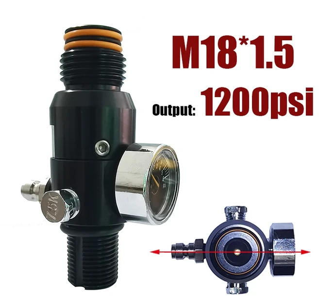 HPA 압축 공기 실린더 병 조절기 일정 밸브 어댑터 4500psi 입력, 01 M18  1200psi