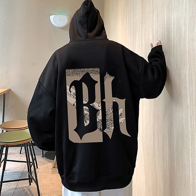 벨베스 남자 오버핏 캐주얼 긴팔 후드 맨투맨 티