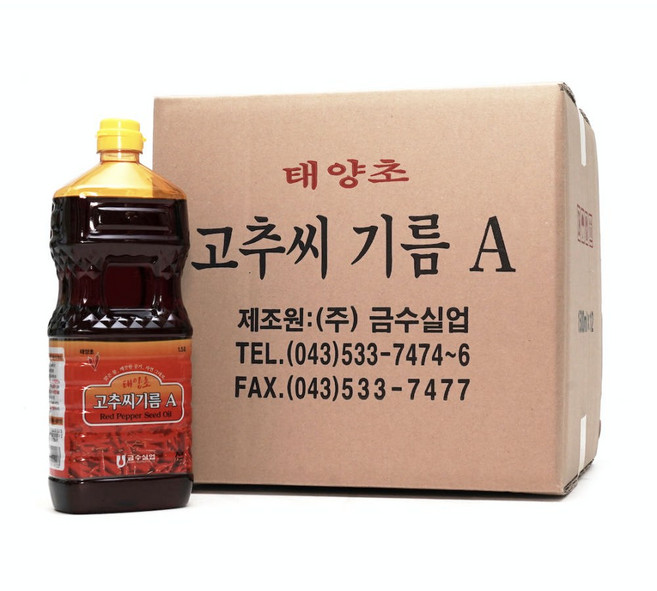 금수 프리미엄 태양초 고추씨기름A PET 박스, 1.5L, 12개