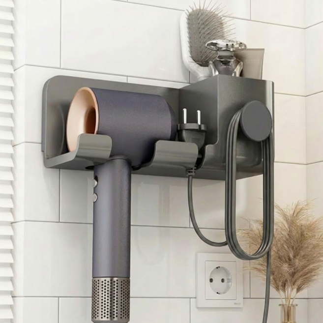 하우담 무타공 안떨어지는 드라이기 거치대 기스방지, 1개, 노멀그레이