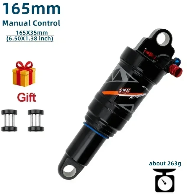 DNM AO-38RC 공압 충격 흡수 장치 및 와이어 제어 잠금 가능 리바운드 자전거 후방 종류의 도로용), 03 165mm Manual control