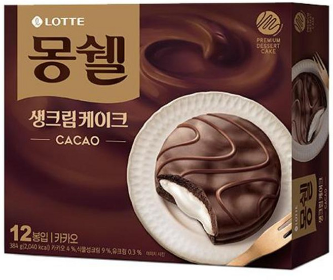 롯데 디저트 아이들간식 몽쉘 생크림 카카오 384g 1개