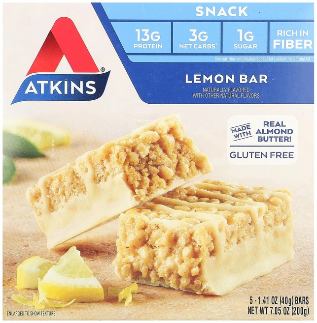 Atkins 레몬 바 5 개 각 1.41 oz (40 g), Atkins 레몬 바 5 개 각 141 oz 40 g, 1개, 200g - 쿠팡