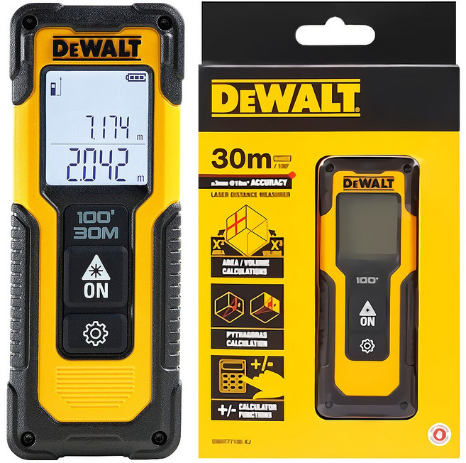디월트공식대리점 DWHT77100 레이저 거리 측정기 디지털 전자 줄자 미니 스마트 레이저 자, 1개