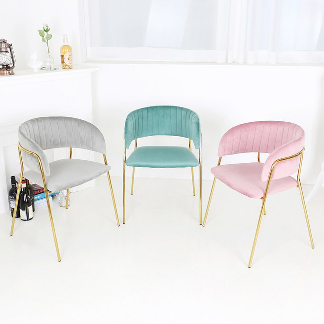 [1+1] 체어센스 오로라 골드 체어 카페 식탁 의자 2개, 오로라 핑크