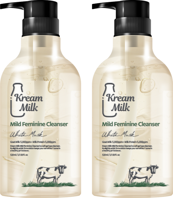 크림밀크 마일드 유산균 여성청결제, 2개, 520ml