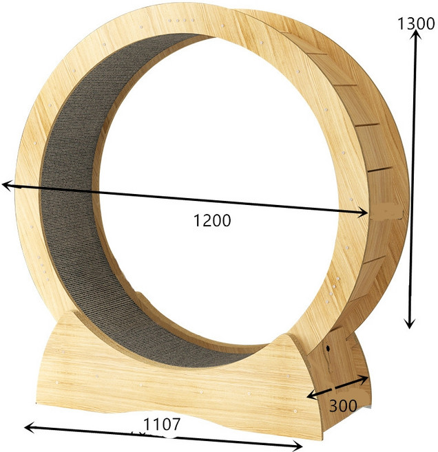 부드러운 캣휠 펫가전 저소음 고양이쳇바퀴 펫링 캣워커 고양이런닝머신 고양이운동기구 무소음, 노란색나뭇결밀도판특대형(15캐티이상)