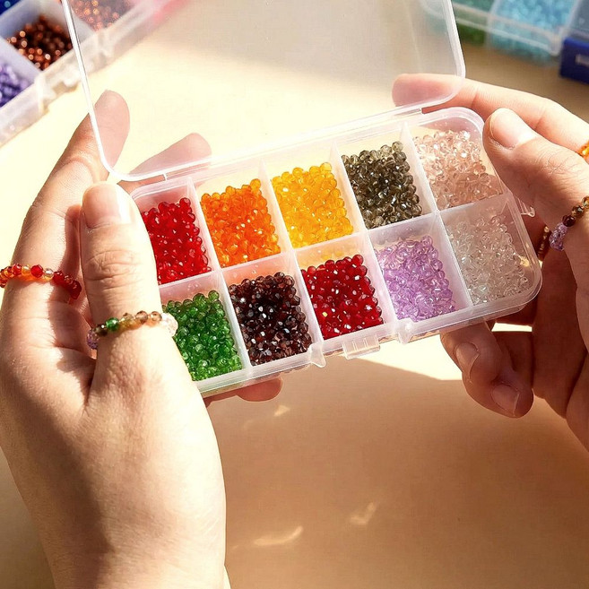비즈 공예 세트 24색 DIY 악세사리 만들기, 1개, 크리스탈