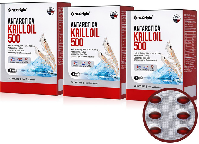엔젯오리진 남극 크릴오일 500, 30정, 3개