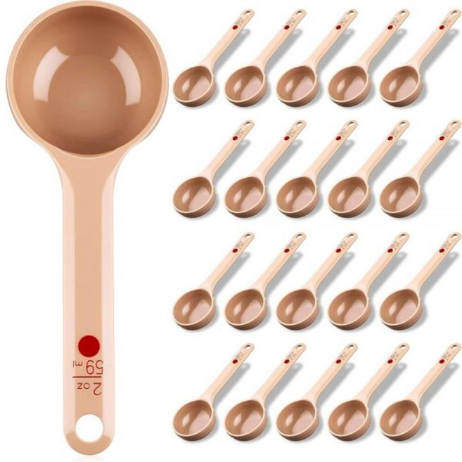 Teenyyou Foodservice Products 짧은 손잡이가 달린 계량 스푼 20개 56.7g(2온스) 스쿱 식품 등급 솔리드 부분 조절 스푼 오트밀 크레아틴 커피
