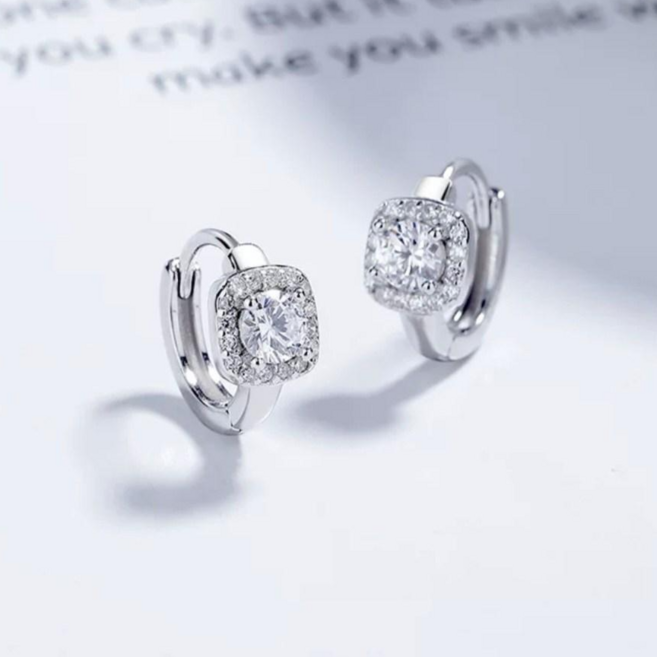 헬렌 실버 큐빅 원터치 데일리 원터치 웨딩 하객귀걸이