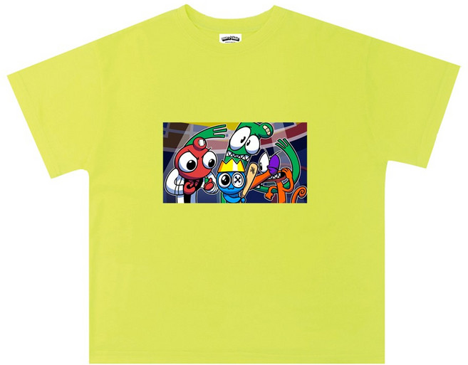 [나노핏키즈]레인보우 프랜즈 파랑이 대장 형광그린 반팔티셔츠