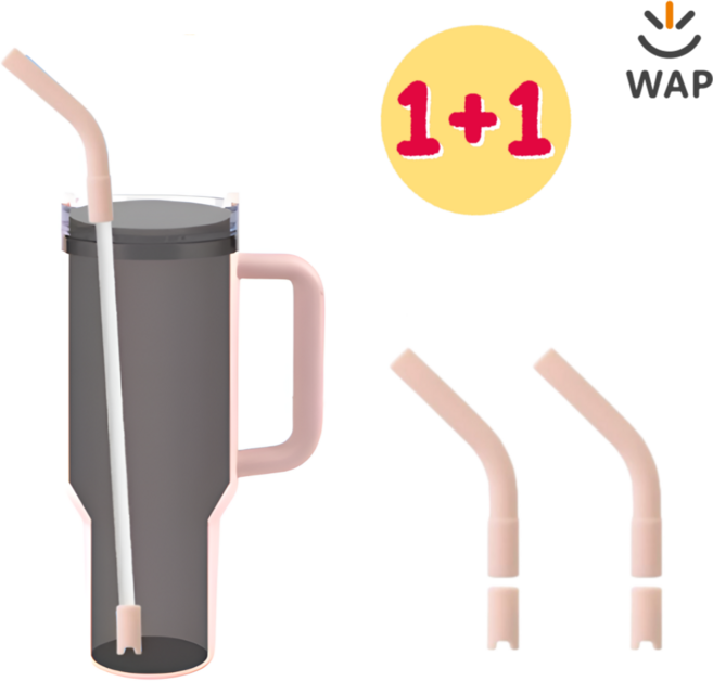 WAP 1+1 텀블러 빨대 실리콘 커버 구부러지는 마개형 스트로우캡, 2개, 살구