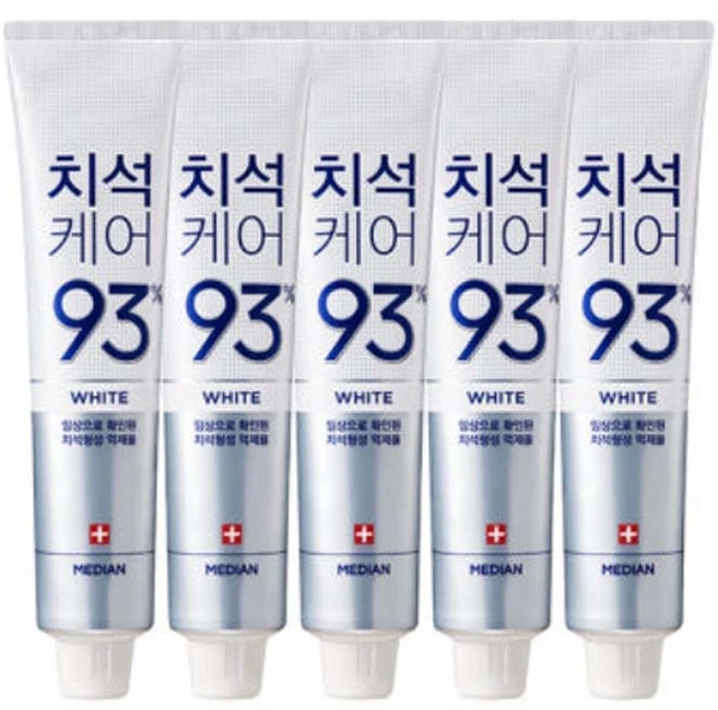 메디안 대용량 치석 화이트 불소 치약 210g 5입, [증정O] 치약 210g 5입+칫솔 1입 - 쿠팡