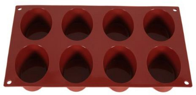 실리코마트 오발 8구 75x55x35mm 쿠키 틀 모양 베이킹 초콜릿, 1개