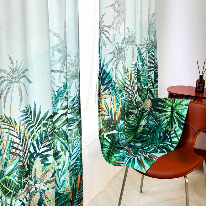 까르데코 그리너리 긴창 벨벳커튼 1장