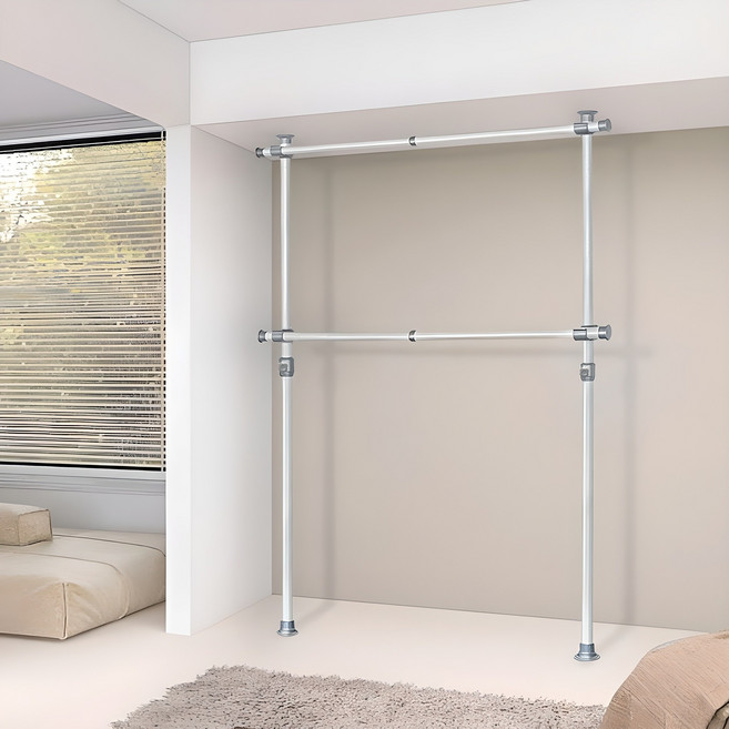 가화홈시스 38mm 튼튼한 굵은기둥 와이드가로봉 2단 B2200, 아이보리(기둥) + 그레이(부품)