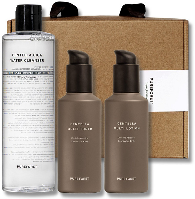 퓨어포레 센텔라 스킨 로션 워터클렌저 3종세트 여드름 트러블 진정 기초 화장품 세트, 1세트