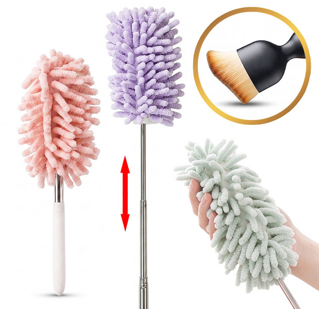 극세사 먼지털이 길이조절 틈새 청소솔 + 다용도 브러쉬 사은품, 1개, 퍼플