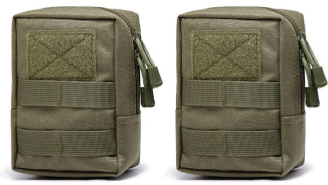 Azarxis Molle 파우치 EDC 유틸리티 소품・지갑・스마트폰 넣어 배낭 액세서리 택티컬 몰 대응 사바게-등산 서바이벌 탐험 캠프 아웃도어 2 사이즈 세트 (01 블랙 -