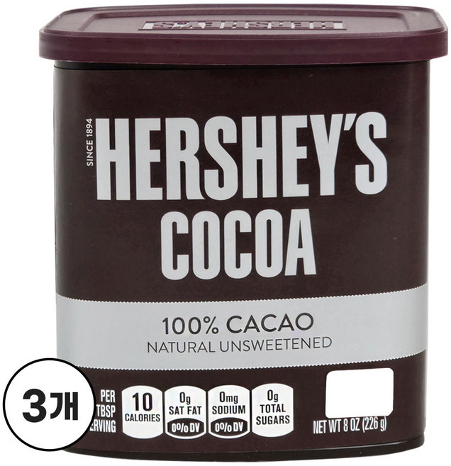 허쉬 코코아 파우더, 3개, 226g, 1개입
