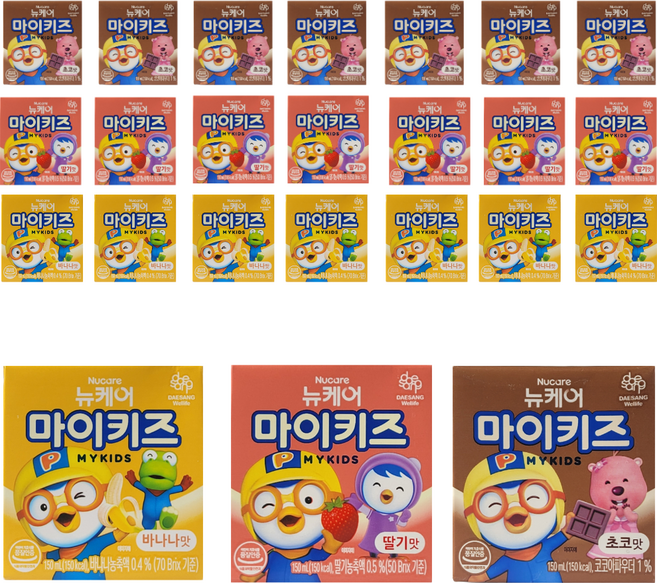 뉴케어 마이키즈 3종 초코맛 딸기맛 바나나맛, 24개, 150ml