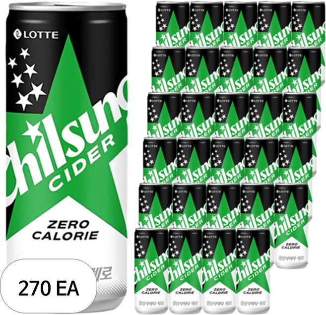 롯데 칠성사이다 제로, 250ml, 270개