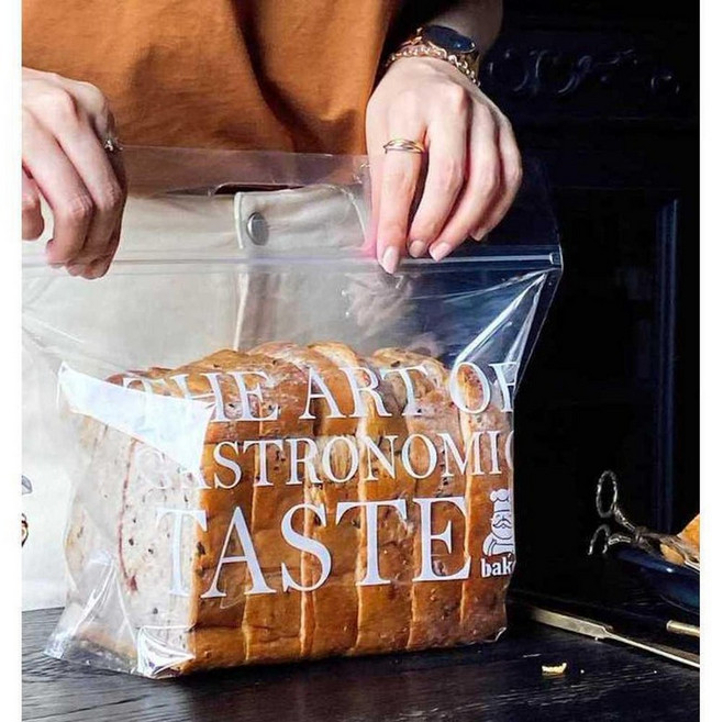 베이커리 빵 비닐백 포장백 베이킹 식빵 봉투 밀봉 포장지 투명 빵백 토스트 베이킹백, 투명 영어 버전 450g 토스트, 1개, 50개