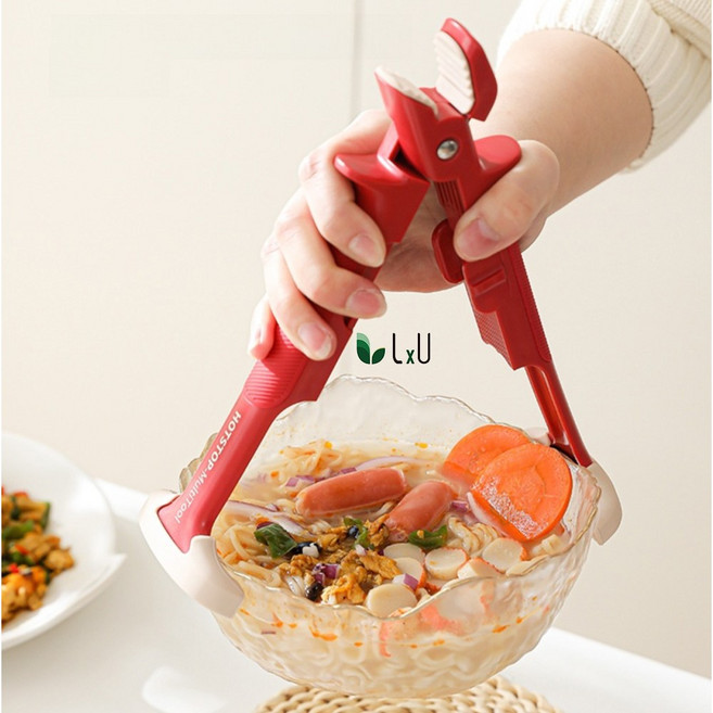 [LxU]최신형 다용도 방열 미끄럼방지 주방 냄비 뚝배기 집게, 1개, 레드