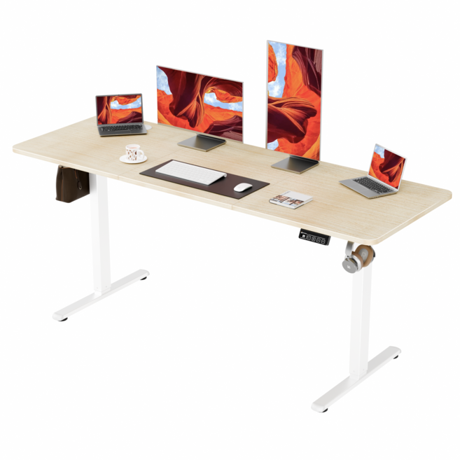 Ergomaker 전동 높낮이 조절 스탠딩 책상 학생 사무 게이밍 데스크 1700, 자연